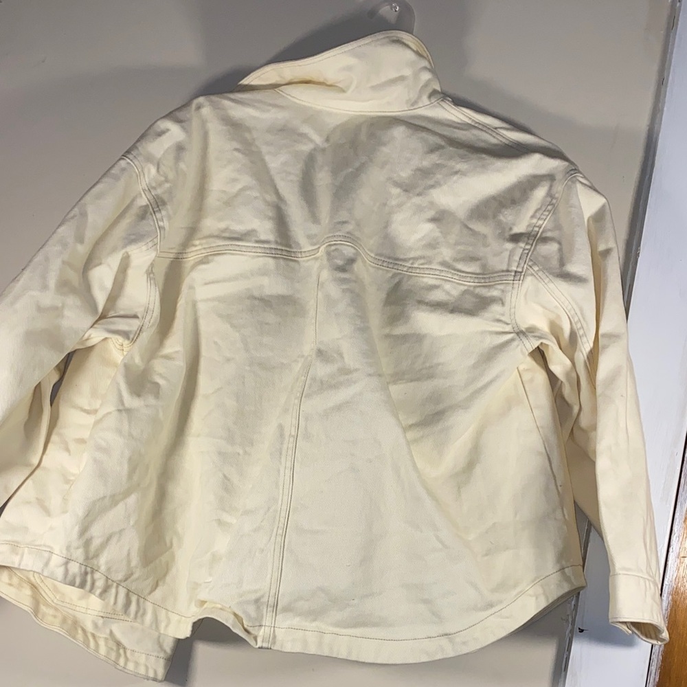 Future Collective Cream Oversized Contrast Stitch Denim Jacket new without tags - Picture 4 of 8
